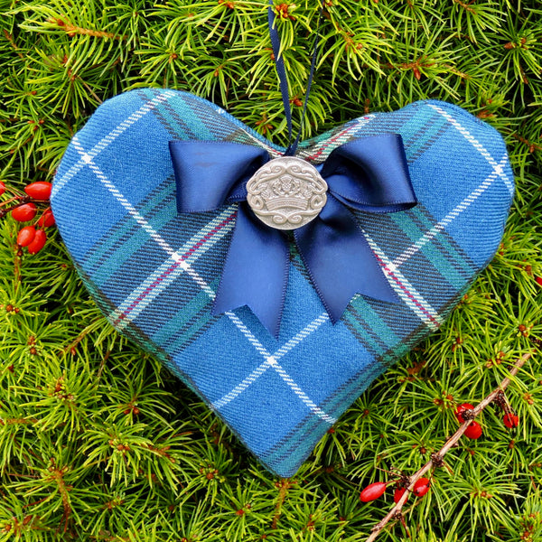 Lavender Tartan Heart with Satin Ribbon