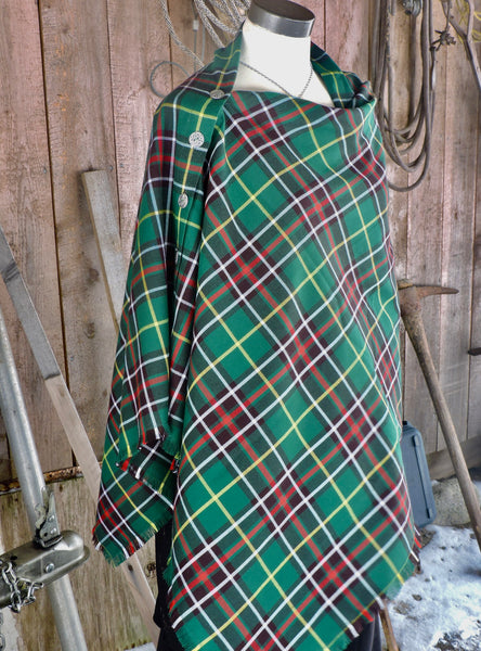 Button Shawl~ Twill Weave Tartan Suiting