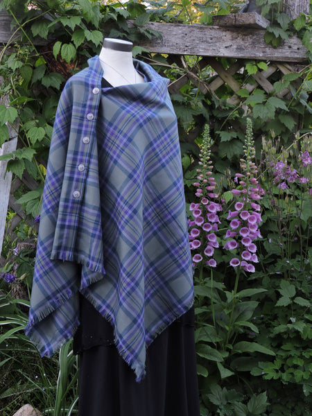 Button Shawl~ 100% Wool Tartan