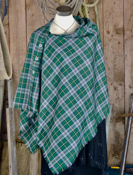 Button Shawl~ Twill Weave Tartan Suiting