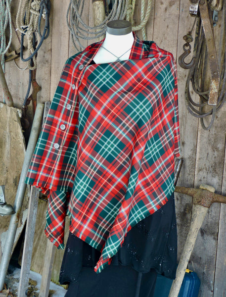 Button Shawl~ Twill Weave Tartan Suiting