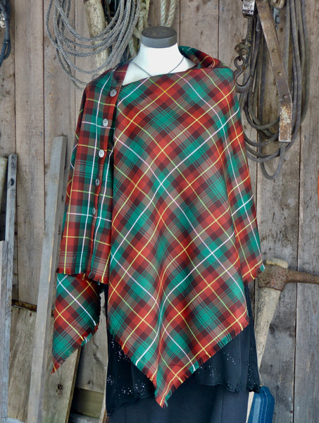 Button Shawl~ Twill Weave Tartan Suiting