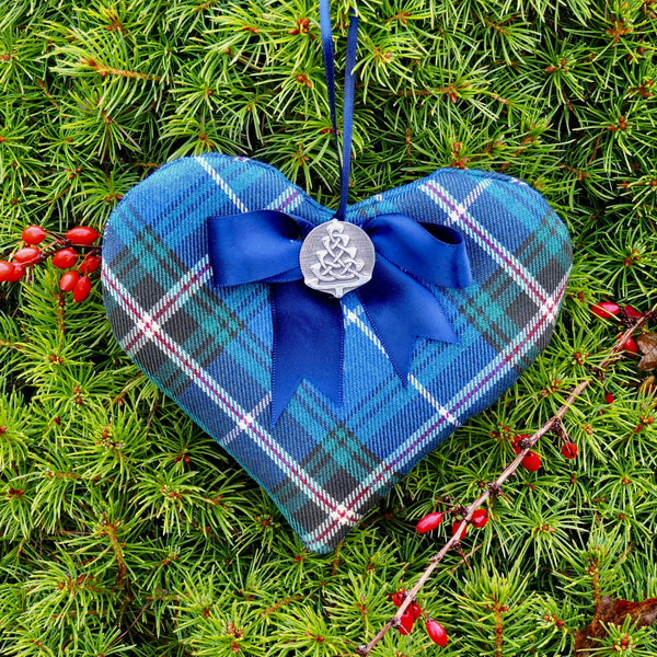 Cloves & Allspice Tartan Heart with Holiday Ribbon