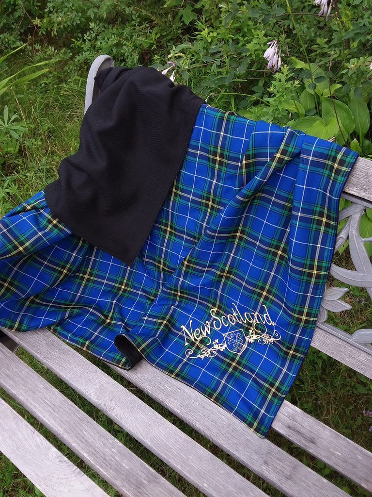 Throw Blanket~Embroidered Poly/viscose tartan/Wool Lined