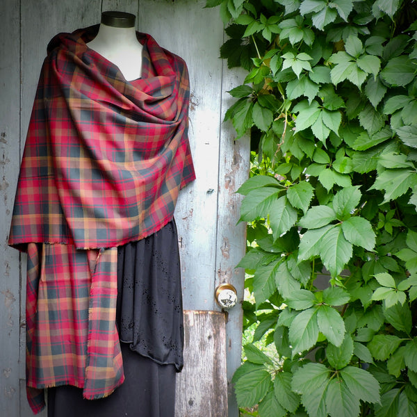 Maple leaf tartan scarf